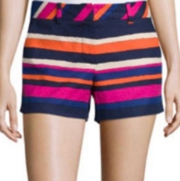 Trina Turk Corbin Shorts Mid Rise Cotton Blend Jacquard Stripe Print Size 4 NWT
